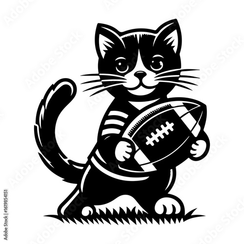 Cat play with American football vector