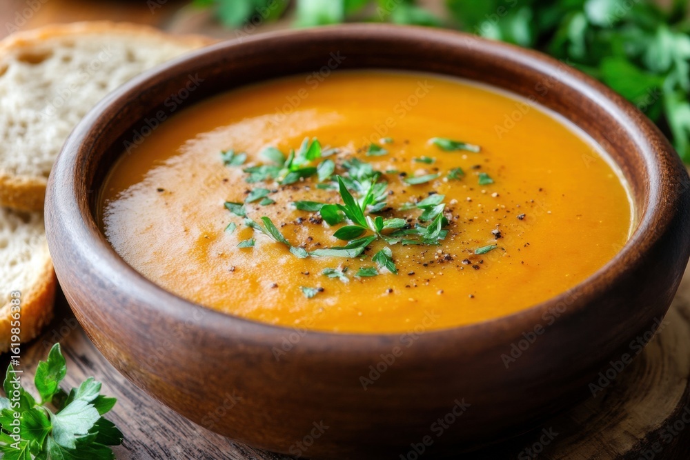 Creamy soup with fresh green herbs Creamy soup with fresh green herbs
