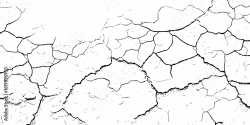 Black and white texture of cracked and abstract grunge texture effect old concrete faded wall dry surface patterns background.
