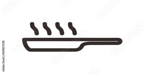 A hot frying pan with steam rising, indicating cooking or food preparation.