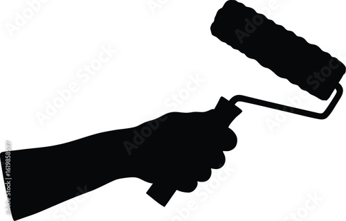 Hand holding paint roller silhouette