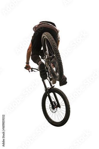 MTB/ downhill rider jumping without background | Downhillowiec, rider skaczący bez tła