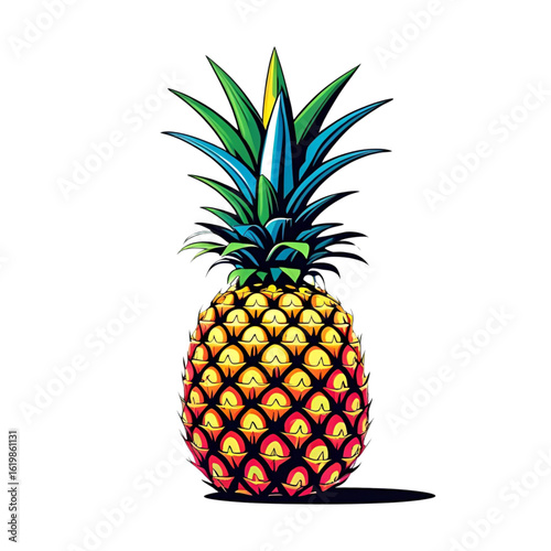Colorful Pop Art Pineapple – Tropical Fruit Vector Illustration