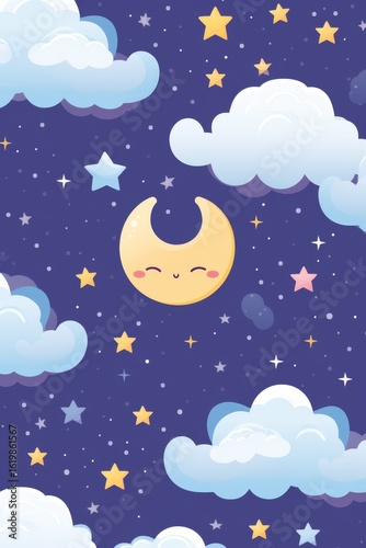 Pattern of clouds with stars children's style