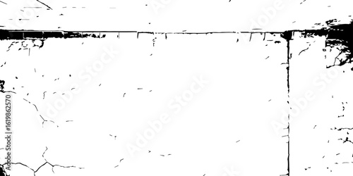 Cracked wall texture in high contrast black and white, perfect for grunge backgrounds, decay effects, or aged urban design references.
