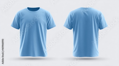 Light blue t-shirt mockup front and back views