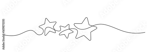 one line drawing three stars continuous handdrawn minimalism decorative art