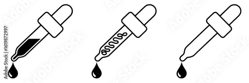 Different dropper levels showing various liquid amounts for laboratory experiments and analysis
