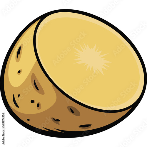 Illustration of a half potato with a smooth cut surface