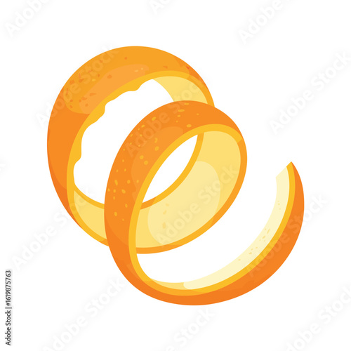Vibrant orange peel spiral on a clean white background