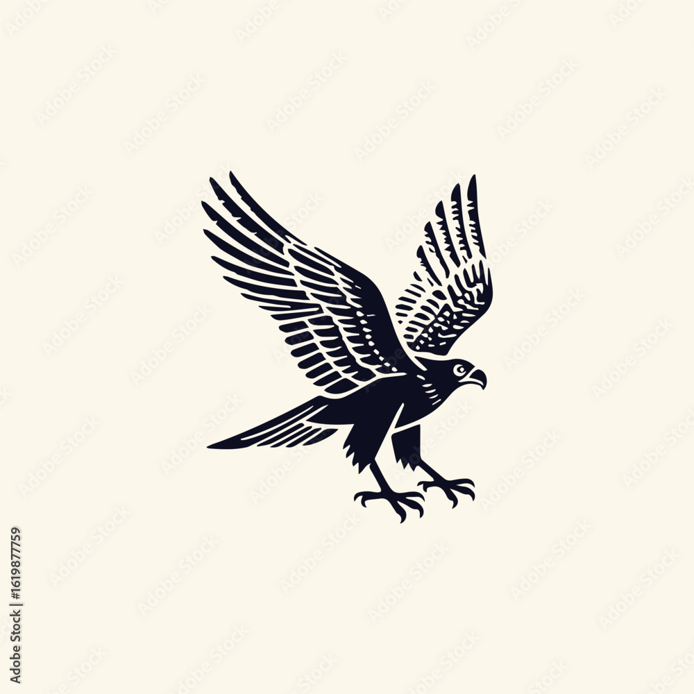 Fototapeta premium eagle logo with sharp wings, symbolizing strength and freedom.
