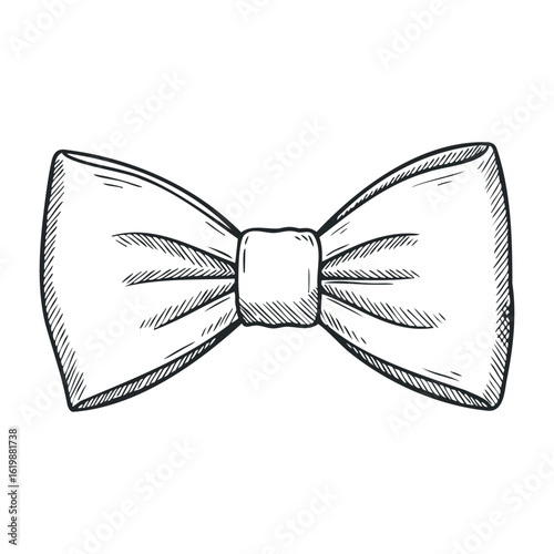 Hand-drawn bow tie sketch with detailed line art and texture. Vector illustration