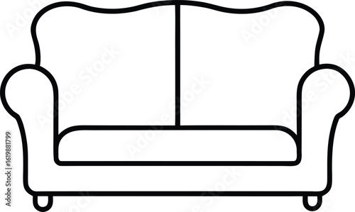 sofa icon outline vector illustration on transparent background