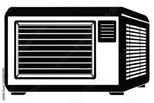 Simplified Black and White Illustration of an Air Conditioner Unit, Venting System Visible