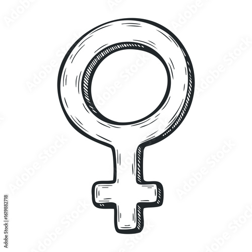 Feminine symbol art with crossed circle design. Vector illustration