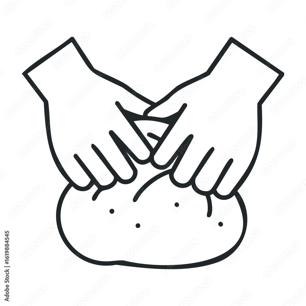 Obraz premium Hands kneading dough symbolizing baking process. Vector illustration