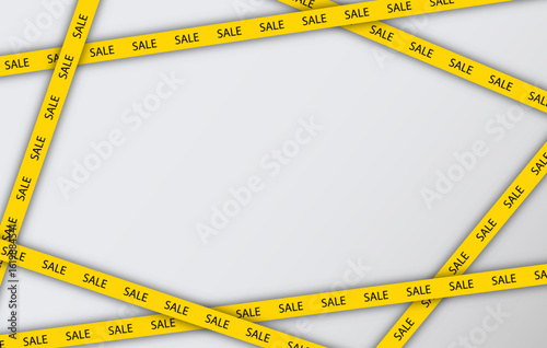 Super Sale ribbon. Template with crossing realistic tapes for Black Friday. Discount promo yellow tape . Banner with border for sale. Vector illustration.