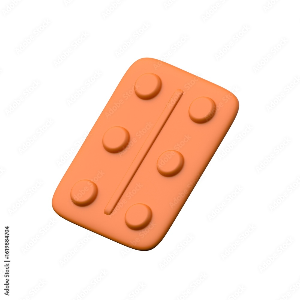 A simple, 3D rendered illustration of a pill blister pack. A simple, 3D rendered illustration of a pill blister pack.