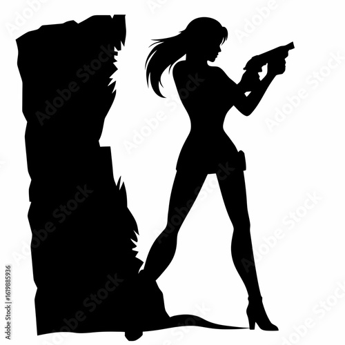 Female Adventurer Silhouette - Action and Exploration Icon