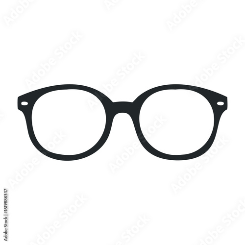 Classic black eyeglasses frame with transparent lenses for men and women. Vector illustration