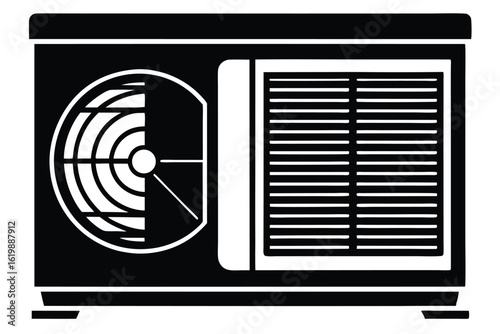Black and White Illustration of a Portable Radiator Style Space Heater with Vents