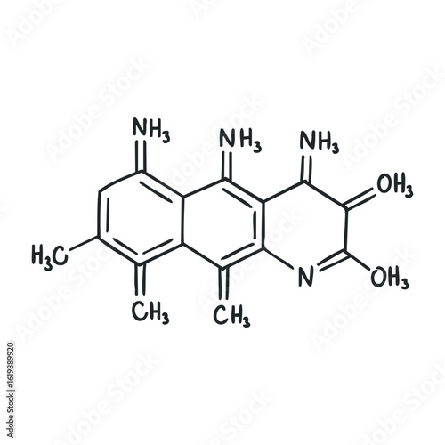 Chemical structure of vitamin b2 riboflavin molecule. Vector illustration