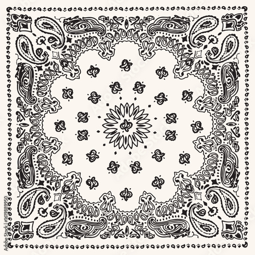 Classic Paisley Bandana Art Illustration