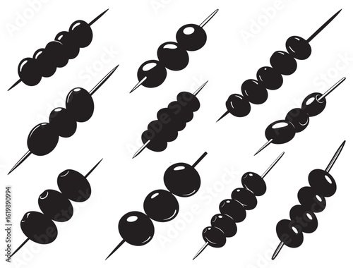 OLIVES ON TOOTHPICK SILHOUETTE.