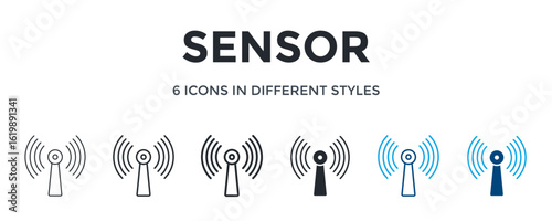 Sensor Icon In Different Style Vector Illustration. Designed In Thin Line, Regular Line, Bold Line, Glyph, Color Line, And Color Glyph Style Can Be Used For Web