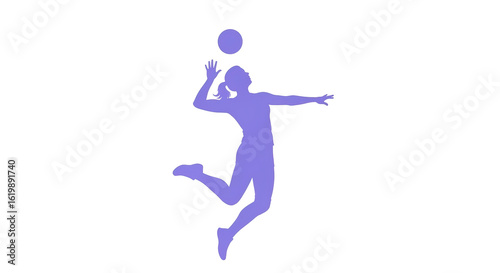 Isolated Volleyball Player Silhouette Jumping