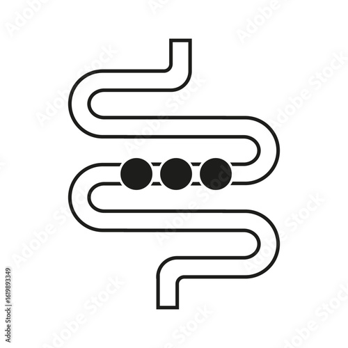Intestine organ icon. Human digestion symbol. Three dots detail. Vector system illustration. EPS 10.