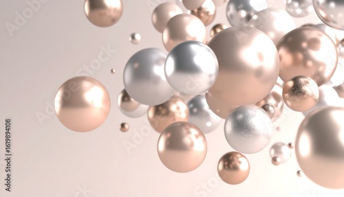 Wallpaper Mural Abstract background of various sized spheres in rose gold and silver tones Torontodigital.ca