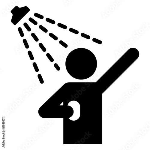Icono con silueta de hombre en la ducha