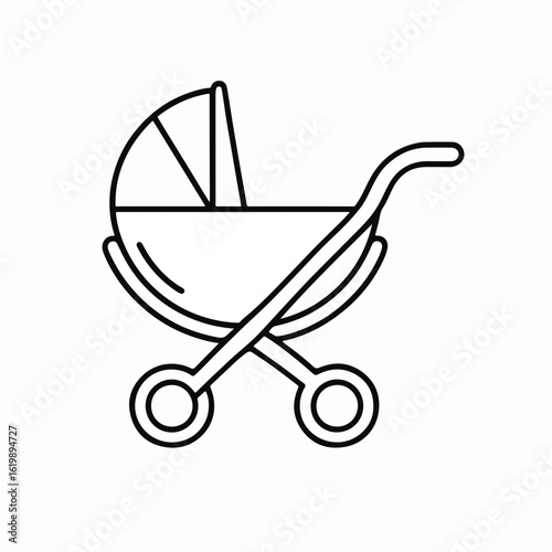 Modern baby carriage illustration showcasing sleek design and functionality. Baby carriage features spacious interior and sturdy wheels making it ideal for parents on the go.