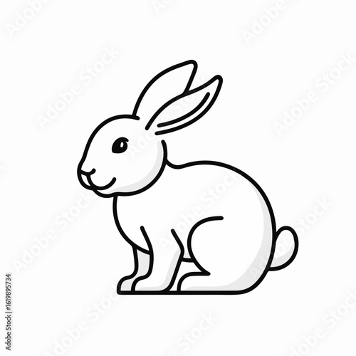 Adorable bunny rabbit illustration, perfect for Easter cards or children's books.  Sweet bunny rabbit graphic with simple lines and cute design.