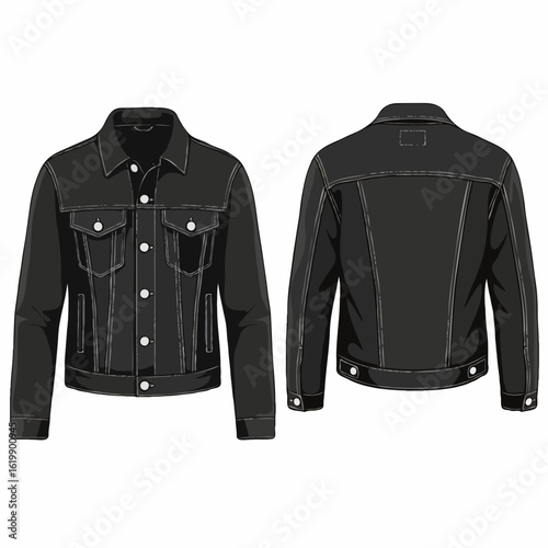 Blank black denim jacket for Product Mockup and Promotional Design 3D	

