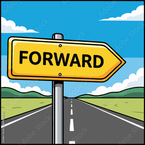 road forward sign. vector illustration