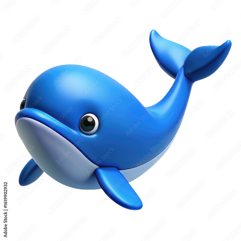 Obraz premium 3D Render of Blue Whale isolated on transparent white background, clipping path