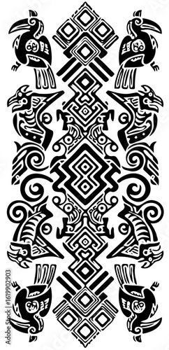   Dayak Tribal Ornament , Ethnic Indonesian Black and White SVG for Vinyl Cutting, Tribal tattoo design