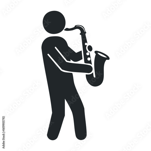 Silhouette of person playing saxophone icon. Vector illustration