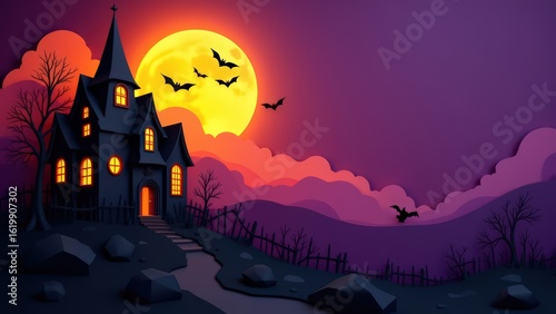 Abstract geometric Halloween paper cut background