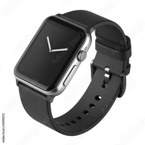  Isometric Smart Watch Icon 3D Render with Soft Shadows and Layered Depth, Transparent Background.