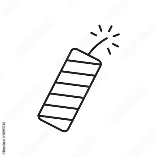 Firecracker icon, Dynamite stick Symbol Outline icon Transparent background