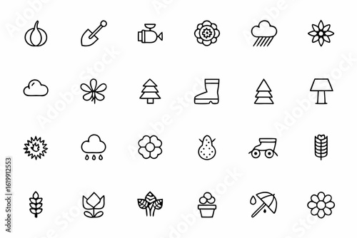 A helpful set showing gardening activities through the seasons, ideal for planners, guidebooks, and seasonal infographics