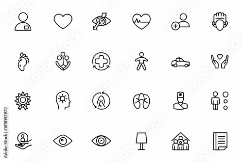 A soothing line icon pack focused on employee health perks and wellness support. Perfect for HR presentations, benefit portals, healthcare providers, and wellbeing campaigns