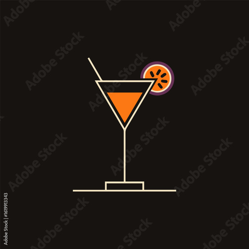 Chic cocktail featuring vibrant orange hue, garnished with slice, perfect for stylish gatherings