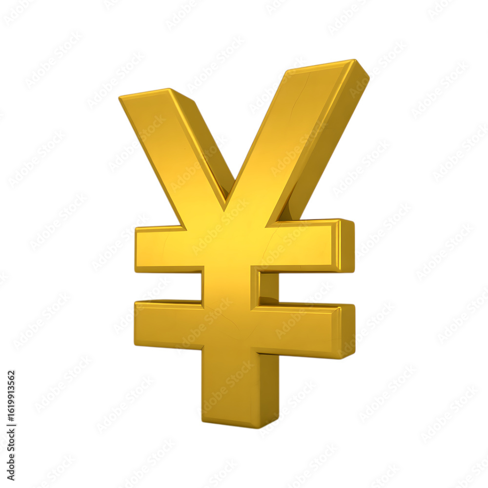 Obraz premium 3D Render of a Gold Yen Currency Symbol. Represents finance, wealth, and Japanese economy.