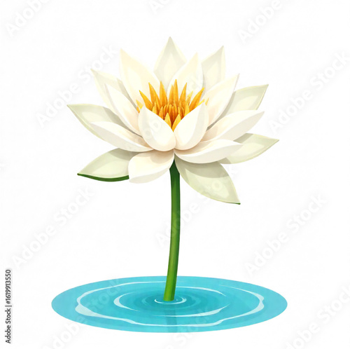 white water lily with leaves