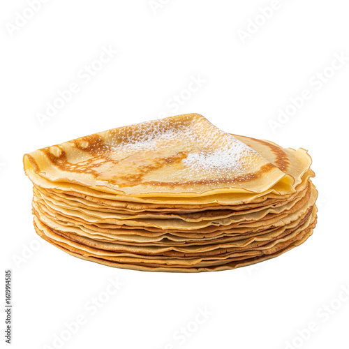 Pile de crêpes avec sucre en poudre