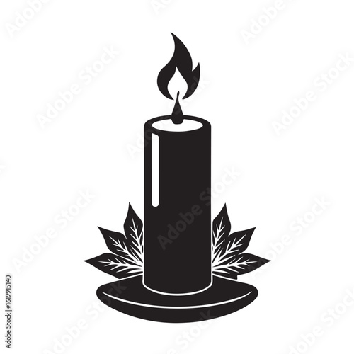 Christmas Candle Silhouette Vector Icon